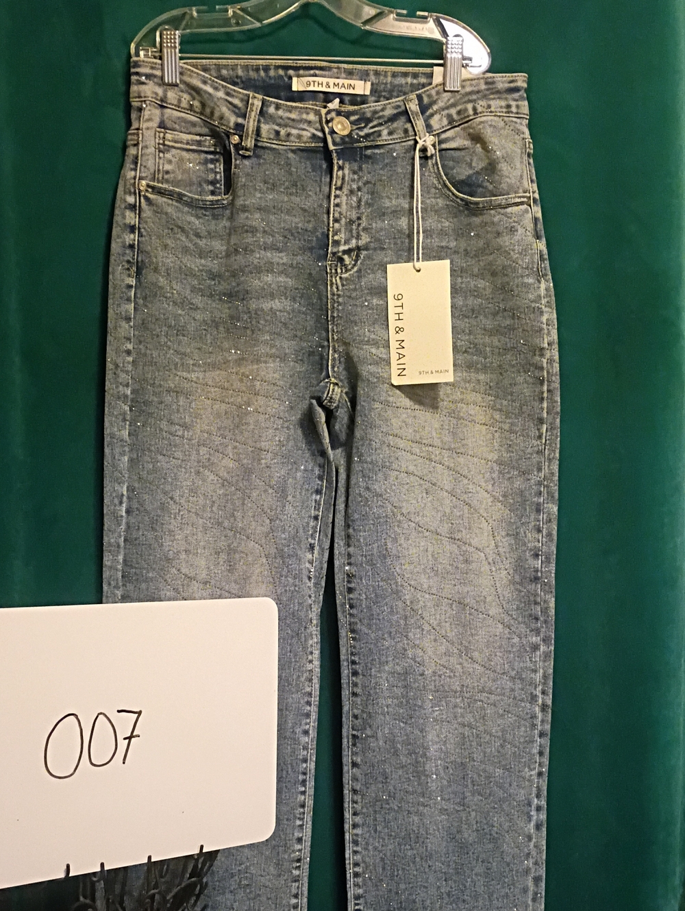 Women's Light Blue Mid-Rise Jeans With Crystal Accents